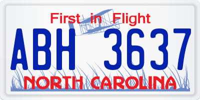 NC license plate ABH3637