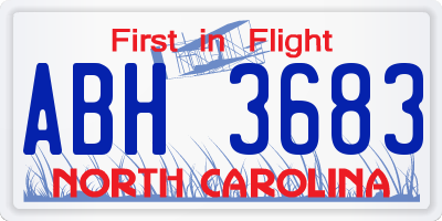 NC license plate ABH3683