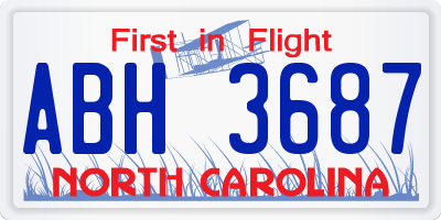 NC license plate ABH3687