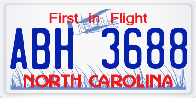 NC license plate ABH3688