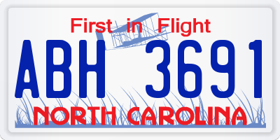 NC license plate ABH3691