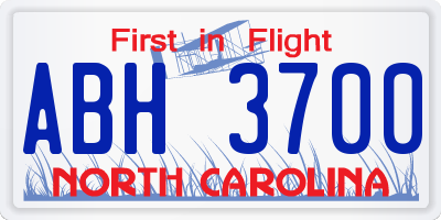 NC license plate ABH3700