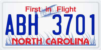 NC license plate ABH3701