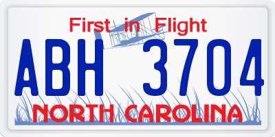 NC license plate ABH3704