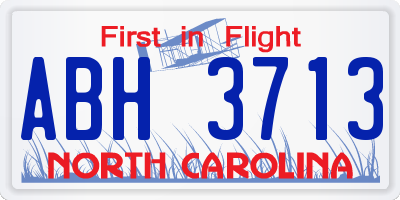 NC license plate ABH3713