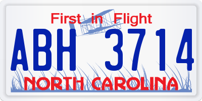 NC license plate ABH3714