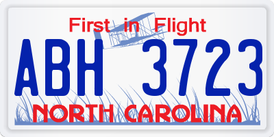 NC license plate ABH3723