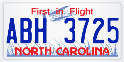 NC license plate ABH3725