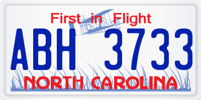 NC license plate ABH3733