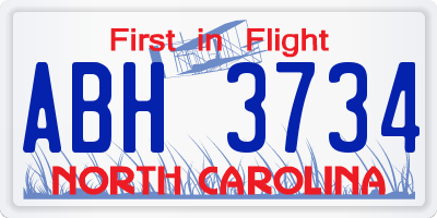 NC license plate ABH3734