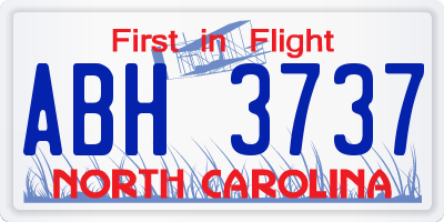 NC license plate ABH3737