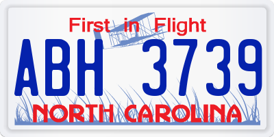 NC license plate ABH3739