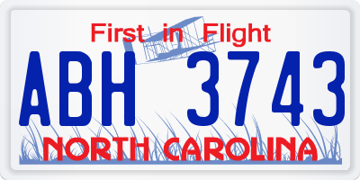 NC license plate ABH3743