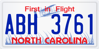 NC license plate ABH3761