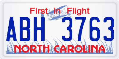 NC license plate ABH3763
