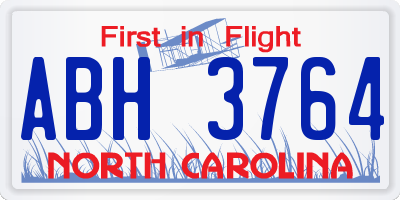NC license plate ABH3764
