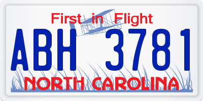 NC license plate ABH3781