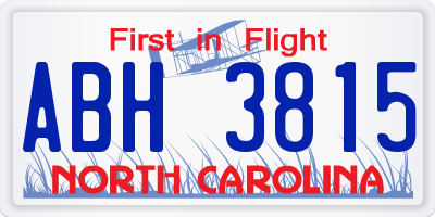 NC license plate ABH3815