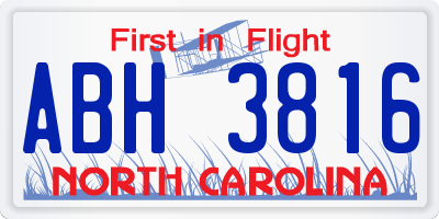 NC license plate ABH3816