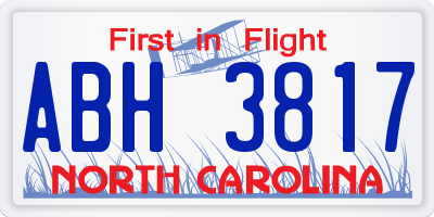NC license plate ABH3817