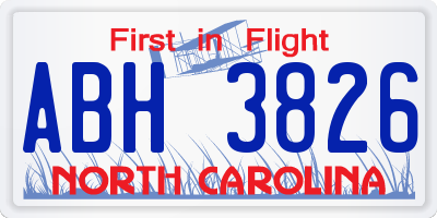 NC license plate ABH3826