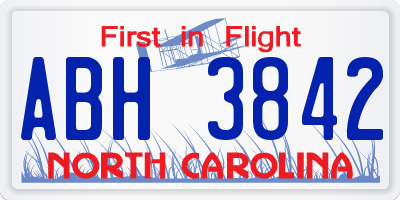 NC license plate ABH3842