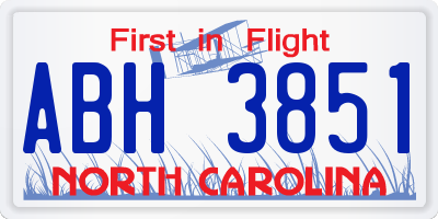 NC license plate ABH3851