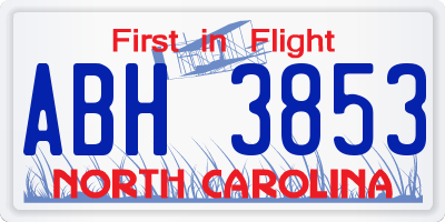 NC license plate ABH3853