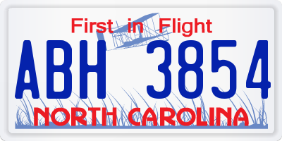 NC license plate ABH3854