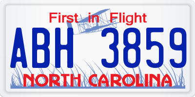 NC license plate ABH3859