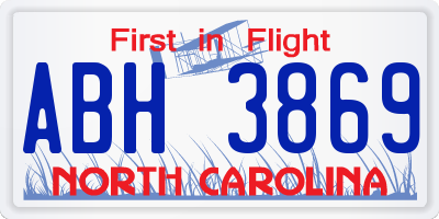 NC license plate ABH3869