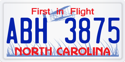 NC license plate ABH3875