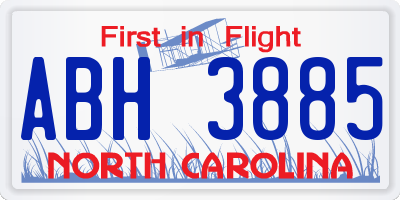 NC license plate ABH3885