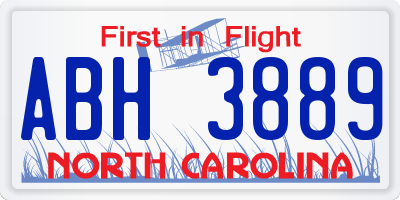 NC license plate ABH3889