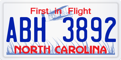NC license plate ABH3892