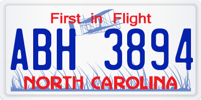 NC license plate ABH3894