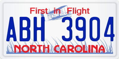 NC license plate ABH3904