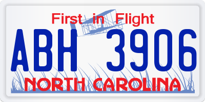 NC license plate ABH3906