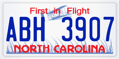 NC license plate ABH3907
