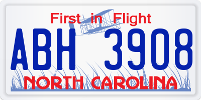 NC license plate ABH3908