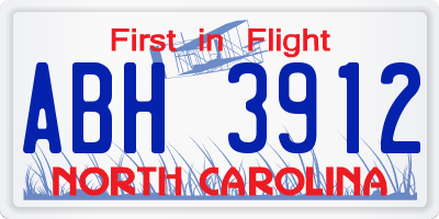 NC license plate ABH3912