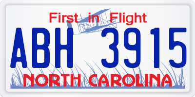 NC license plate ABH3915
