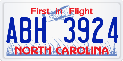 NC license plate ABH3924