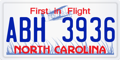 NC license plate ABH3936
