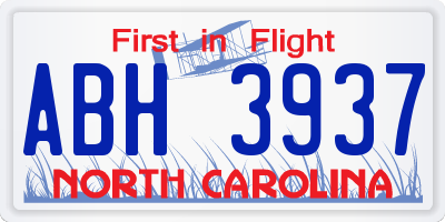 NC license plate ABH3937