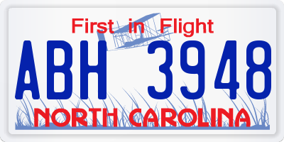 NC license plate ABH3948