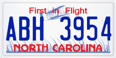 NC license plate ABH3954