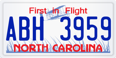 NC license plate ABH3959