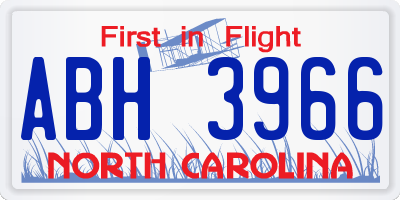 NC license plate ABH3966