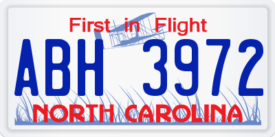 NC license plate ABH3972